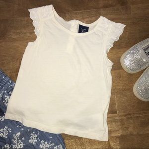 💕Baby Gap Cream Tank w/Floral Pattern on Shoulder